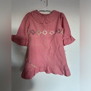 Little girl’s Garnett Hill gingham dress. Flannel. Size 12 months. New. Pink.